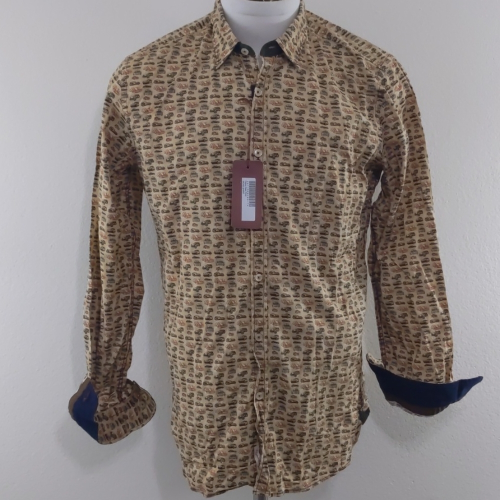 New Mens Lucky de Luca long sleeve button up shirt LG